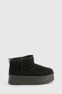 Cosy Boots|All Boots*boohoo Platform Faux Fur Lined Boots black