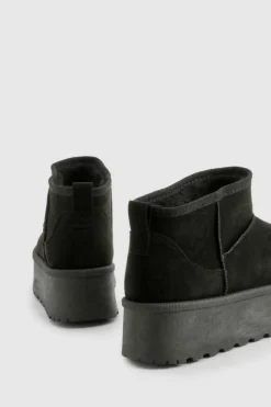 Cosy Boots|All Boots*boohoo Platform Faux Fur Lined Boots black