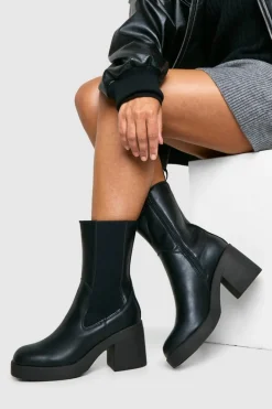 Heeled Boots|All Boots*boohoo Platform Heeled Chelsea Boot black