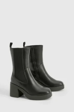 Heeled Boots|All Boots*boohoo Platform Heeled Chelsea Boot black