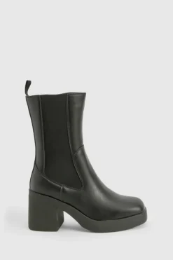 Heeled Boots|All Boots*boohoo Platform Heeled Chelsea Boot black