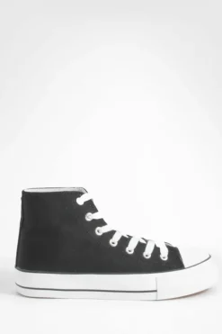 Trainers*boohoo Platform High Top Lace Up Trainers black