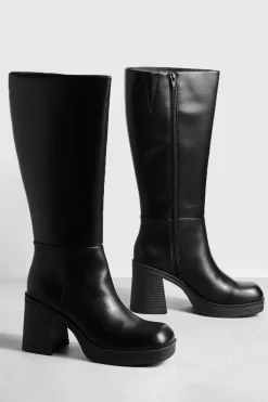 Over The Knee Boots|Knee High Boots*boohoo Platform Knee High Boots black