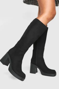 Over The Knee Boots|Knee High Boots*boohoo Platform Knee High Boots black
