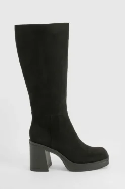 Over The Knee Boots|Knee High Boots*boohoo Platform Knee High Boots black