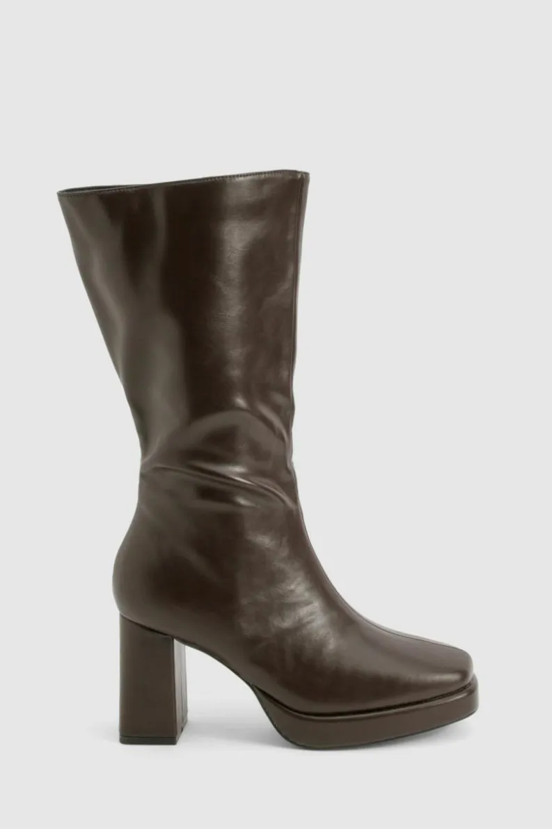 Over The Knee Boots|Knee High Boots*boohoo Platform Knee High Boots chocolate