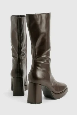 Over The Knee Boots|Knee High Boots*boohoo Platform Knee High Boots chocolate