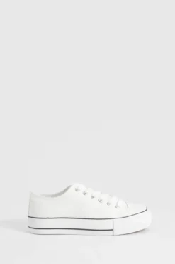 Trainers*boohoo Platform Low Top Lace Up Trainers white