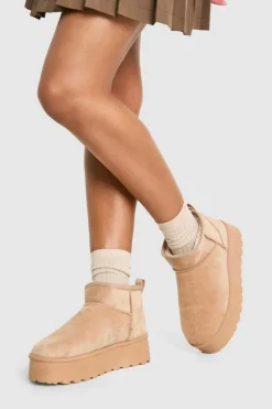 Cosy Boots|All Boots*boohoo Platform Mini Cosy Boots mocha