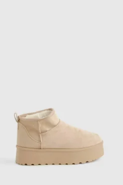 Cosy Boots|All Boots*boohoo Platform Mini Cosy Boots mocha