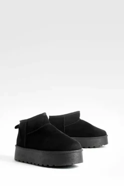 Cosy Boots|All Boots*boohoo Platform Mini Cosy Boots black