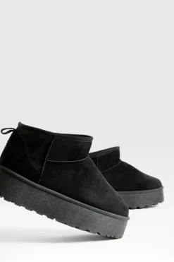 Cosy Boots|All Boots*boohoo Platform Mini Cosy Boots black