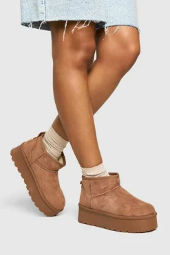 Cosy Boots|All Boots*boohoo Platform Ultra Mini Cosy Boots mocha