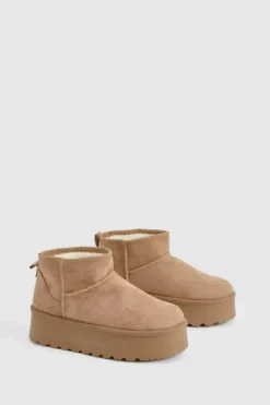 Cosy Boots|All Boots*boohoo Platform Ultra Mini Cosy Boots mocha