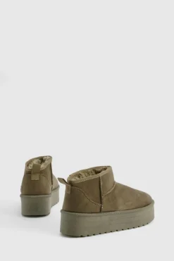 Cosy Boots|All Boots*boohoo Platform Ultra Mini Cosy Boots green