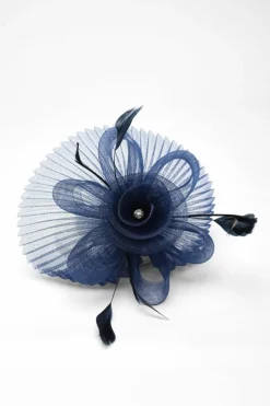 Hair Accessories*Quiz Pleated Flower Clip Fascinator Navy