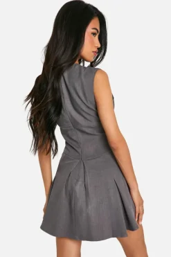 Skater Dresses|Suits & Tailoring*boohoo Pleated Mini Dress grey