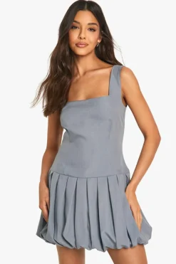 Skater Dresses|Mini Dresses*boohoo Pleated Puffball Mini Dress grey