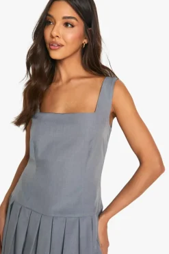 Skater Dresses|Mini Dresses*boohoo Pleated Puffball Mini Dress grey
