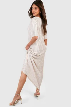 T-Shirt Dresses|Shirt Dresses*boohoo Plisse Midaxi T-shirt Dress champagne