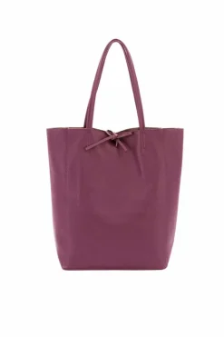 Tote Bags*Sostter Plum Pebbled Leather Tote Shopper | BRILX Maroon
