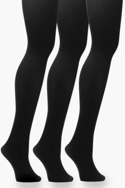 Tights & Socks|Tights & Socks*boohoo Plus 60 Denier 3 Pack Tights black