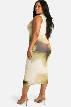 Midi Dresses*boohoo Plus Abstract Ruched Midi Dress multi