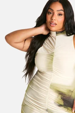 Midi Dresses*boohoo Plus Abstract Ruched Midi Dress multi