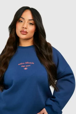 Sweatshirts|Hoodies & Sweatshirts*boohoo Plus Active Dsgn Studio Oversized Sweatshirt navy