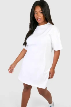 A Line Dresses|T-Shirt Dresses*boohoo Plus A-line Structured T-shirt Dress white
