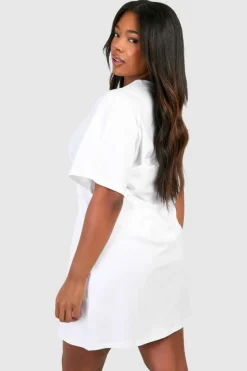 A Line Dresses|T-Shirt Dresses*boohoo Plus A-line Structured T-shirt Dress white