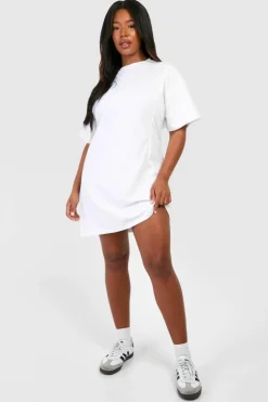 A Line Dresses|T-Shirt Dresses*boohoo Plus A-line Structured T-shirt Dress white