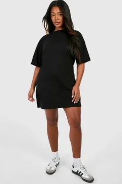 A Line Dresses|T-Shirt Dresses*boohoo Plus A-line Structured T-shirt Dress black