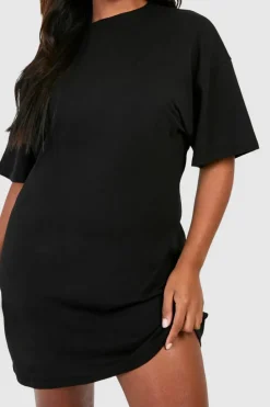 A Line Dresses|T-Shirt Dresses*boohoo Plus A-line Structured T-shirt Dress black