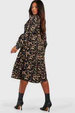 Midi Dresses*boohoo Plus Animal Midi Skater Dress leopard