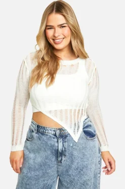Jumpers*boohoo Plus Asymmetric Ladder Jumper ecru