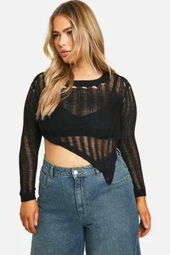 Jumpers*boohoo Plus Asymmetric Ladder Jumper black