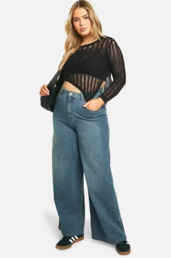 Jumpers*boohoo Plus Asymmetric Ladder Jumper black