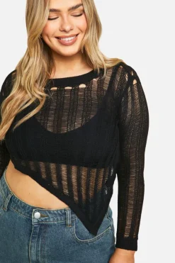 Jumpers*boohoo Plus Asymmetric Ladder Jumper black
