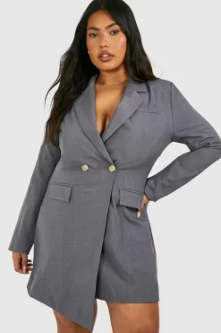 Blazer Dresses*boohoo Plus Asymmetric Tailored Blazer Dress grey