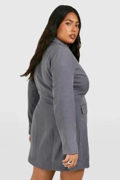 Blazer Dresses*boohoo Plus Asymmetric Tailored Blazer Dress grey