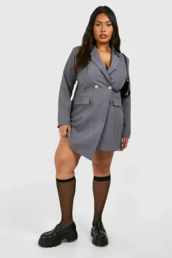 Blazer Dresses*boohoo Plus Asymmetric Tailored Blazer Dress grey