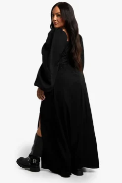 Skater Dresses*boohoo Plus Balloon Sleeve Milkmaid Maxi Dress black