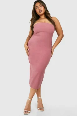 Midi Dresses*boohoo Plus Bandeau Bengaline Midi Dress mauve