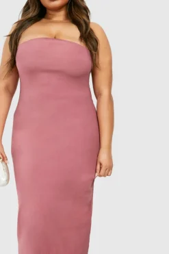 Midi Dresses*boohoo Plus Bandeau Bengaline Midi Dress mauve