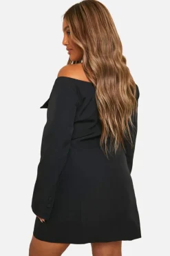 Blazer Dresses*boohoo Plus Bardot Blazer Dress black