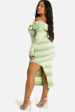 Jumper Dresses|Jumper Dresses*boohoo Plus Bardot Buckle Knitted Dress green