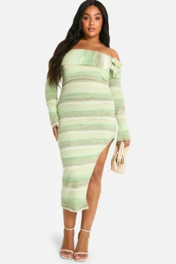 Jumper Dresses|Jumper Dresses*boohoo Plus Bardot Buckle Knitted Dress green