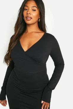 Wrap Dresses*boohoo Plus Basic Jersey Wrap Dress black