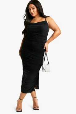 Bodycon Dresses*boohoo Plus Beaded Strappy Midaxi Dress black